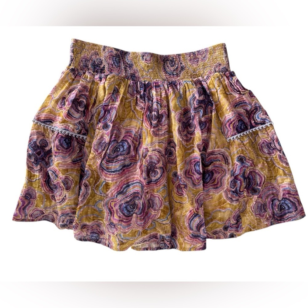 CHUFY Femi Mini Skirt Cotton Mikkel Mustard Print M NWT